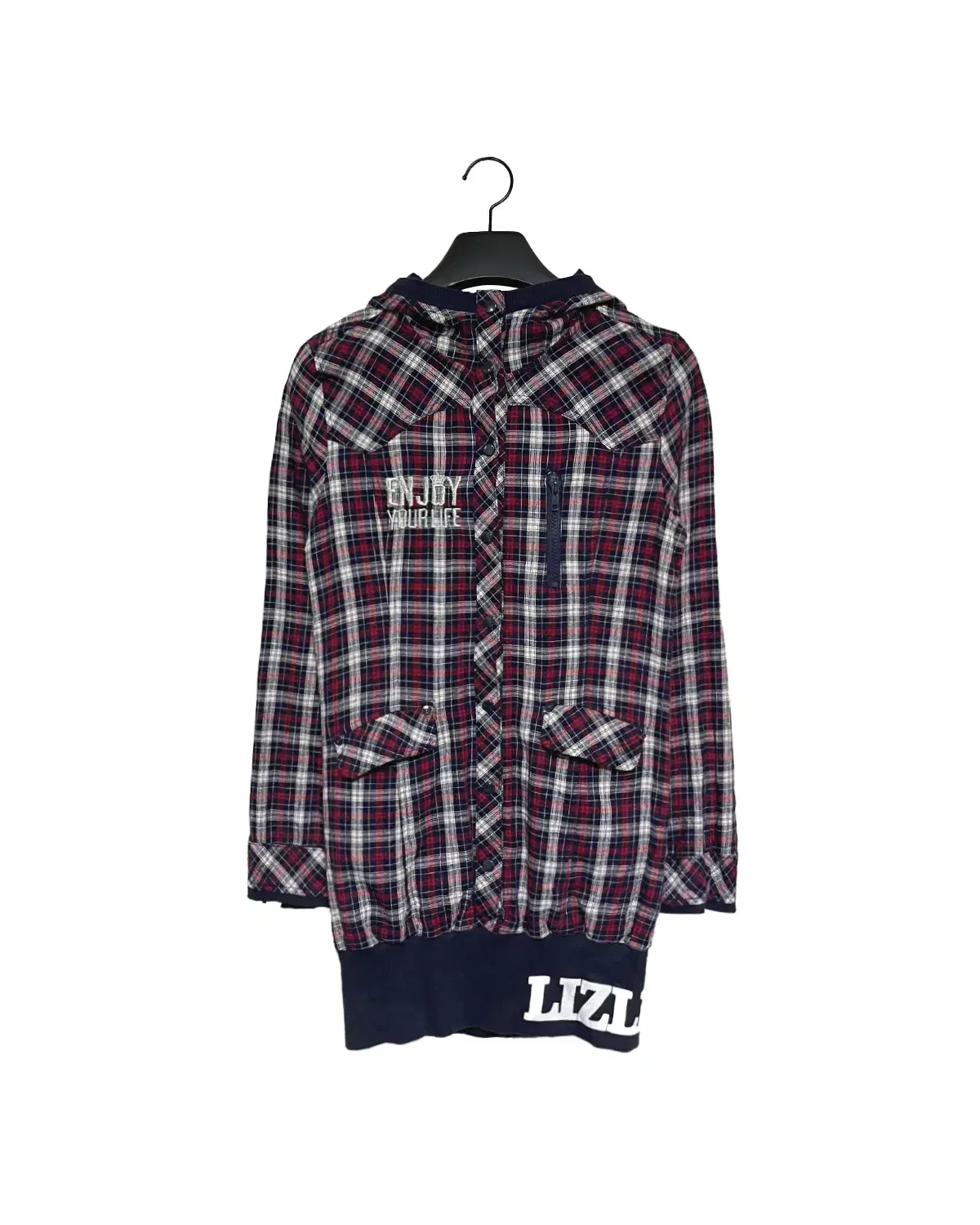 ( LIZ LISA ) FLANNEL LONG HOODIE SHIRT